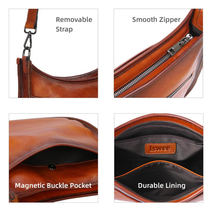 Iswee Crossbody Bags for Women Genuine Leather Purses Vintage Shoulder Handbags Travel Cross Body Bag with Boho Strap - 7DAY'S