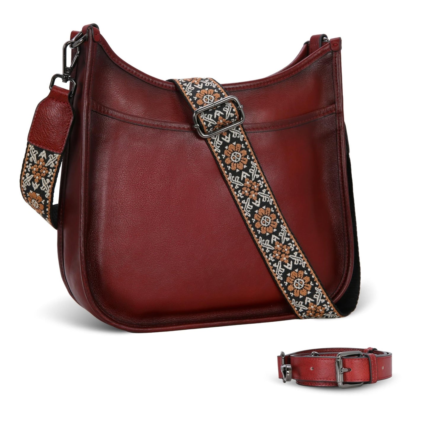 Iswee Crossbody Bags for Women Genuine Leather Purses Vintage Shoulder Handbags Travel Cross Body Bag with Boho Strap - 7DAY'S