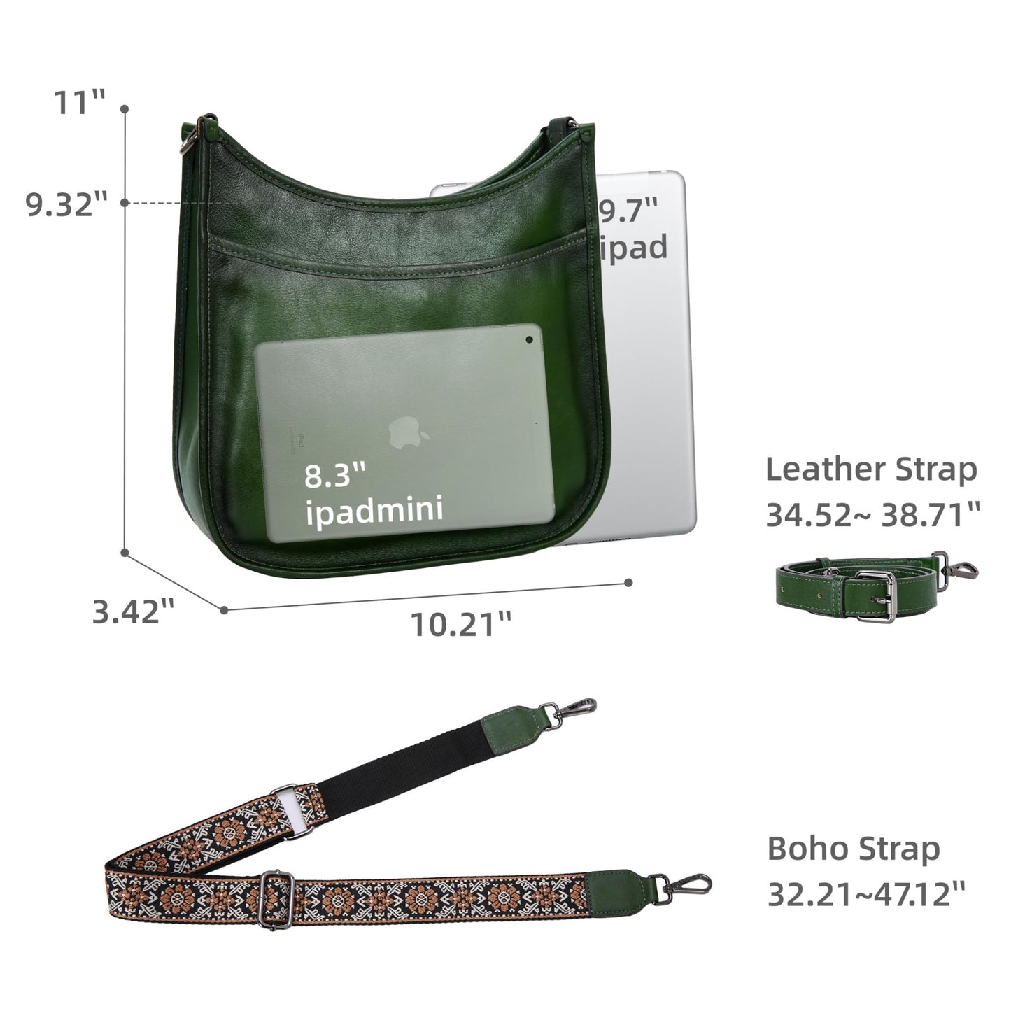 Iswee Crossbody Bags for Women Genuine Leather Purses Vintage Shoulder Handbags Travel Cross Body Bag with Boho Strap - 7DAY'S