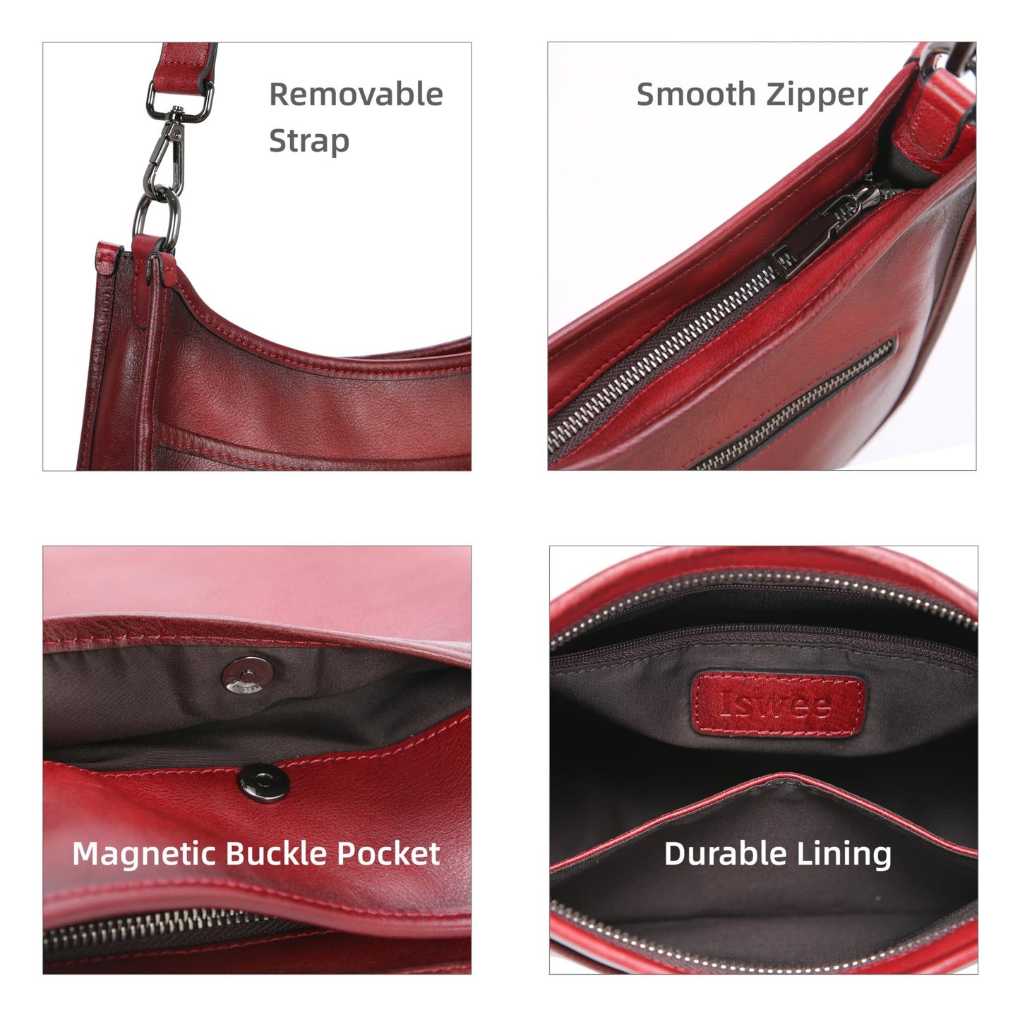 Iswee Crossbody Bags for Women Genuine Leather Purses Vintage Shoulder Handbags Travel Cross Body Bag with Boho Strap - 7DAY'S