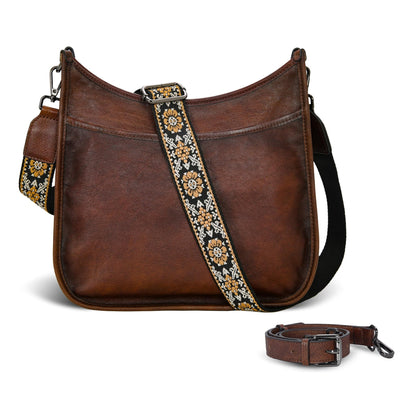 Iswee Crossbody Bags for Women Genuine Leather Purses Vintage Shoulder Handbags Travel Cross Body Bag with Boho Strap - 7DAY'S