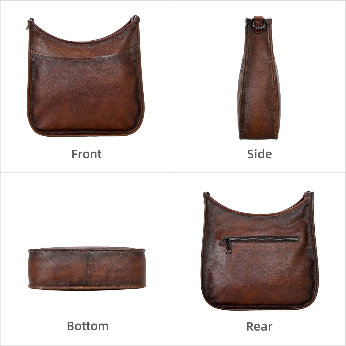 Iswee Crossbody Bags for Women Genuine Leather Purses Vintage Shoulder Handbags Travel Cross Body Bag with Boho Strap - 7DAY'S