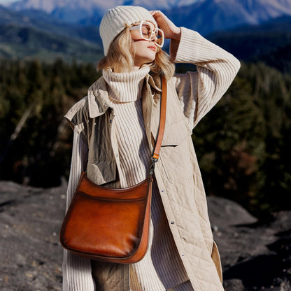 Iswee Crossbody Bags for Women Genuine Leather Purses Vintage Shoulder Handbags Travel Cross Body Bag with Boho Strap - 7DAY'S
