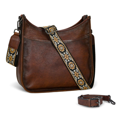 Iswee Crossbody Bags for Women Genuine Leather Purses Vintage Shoulder Handbags Travel Cross Body Bag with Boho Strap - 7DAY'S