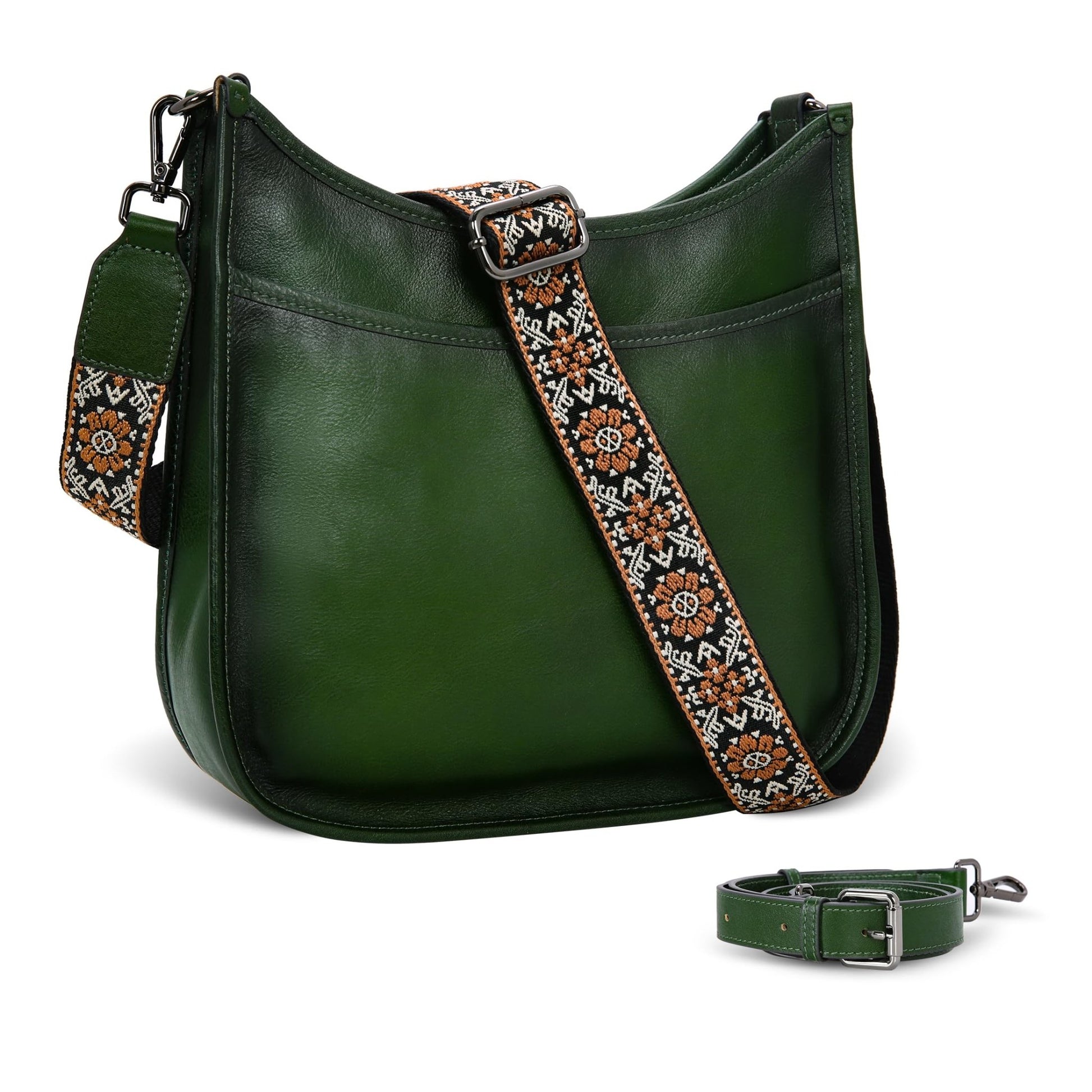 Iswee Crossbody Bags for Women Genuine Leather Purses Vintage Shoulder Handbags Travel Cross Body Bag with Boho Strap - 7DAY'S