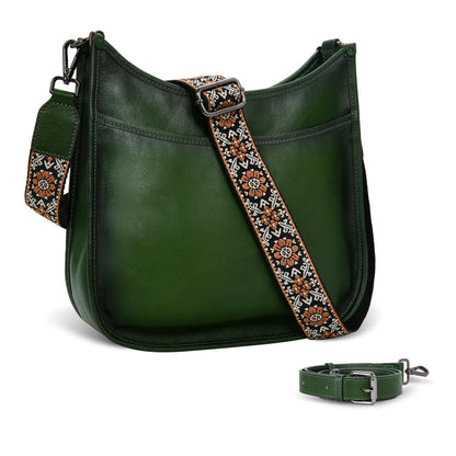 Iswee Crossbody Bags for Women Genuine Leather Purses Vintage Shoulder Handbags Travel Cross Body Bag with Boho Strap - 7DAY'S