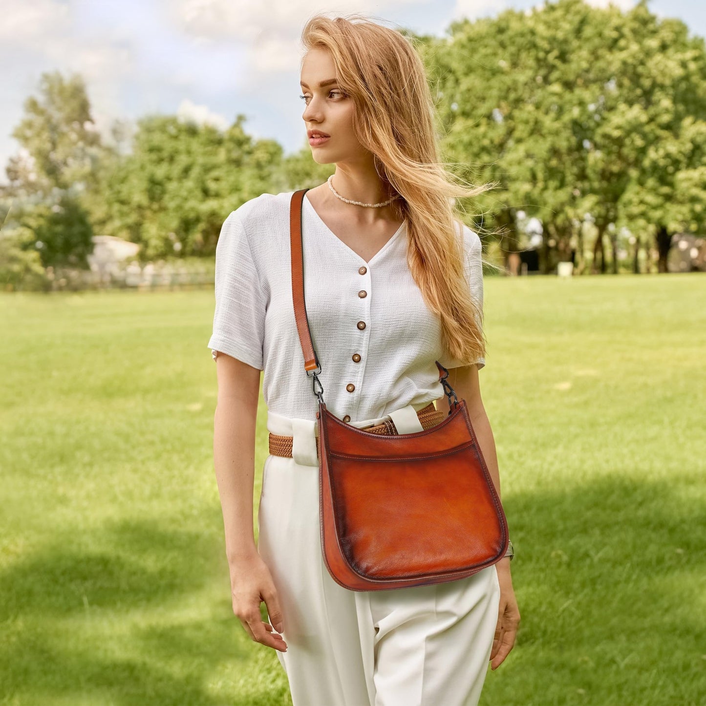 Iswee Crossbody Bags for Women Genuine Leather Purses Vintage Shoulder Handbags Travel Cross Body Bag with Boho Strap - 7DAY'S