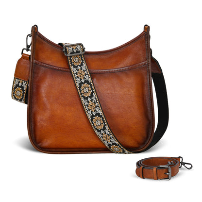 Iswee Crossbody Bags for Women Genuine Leather Purses Vintage Shoulder Handbags Travel Cross Body Bag with Boho Strap - 7DAY'S