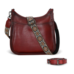 Iswee Crossbody Bags for Women Genuine Leather Purses Vintage Shoulder Handbags Travel Cross Body Bag with Boho Strap - 7DAY'S