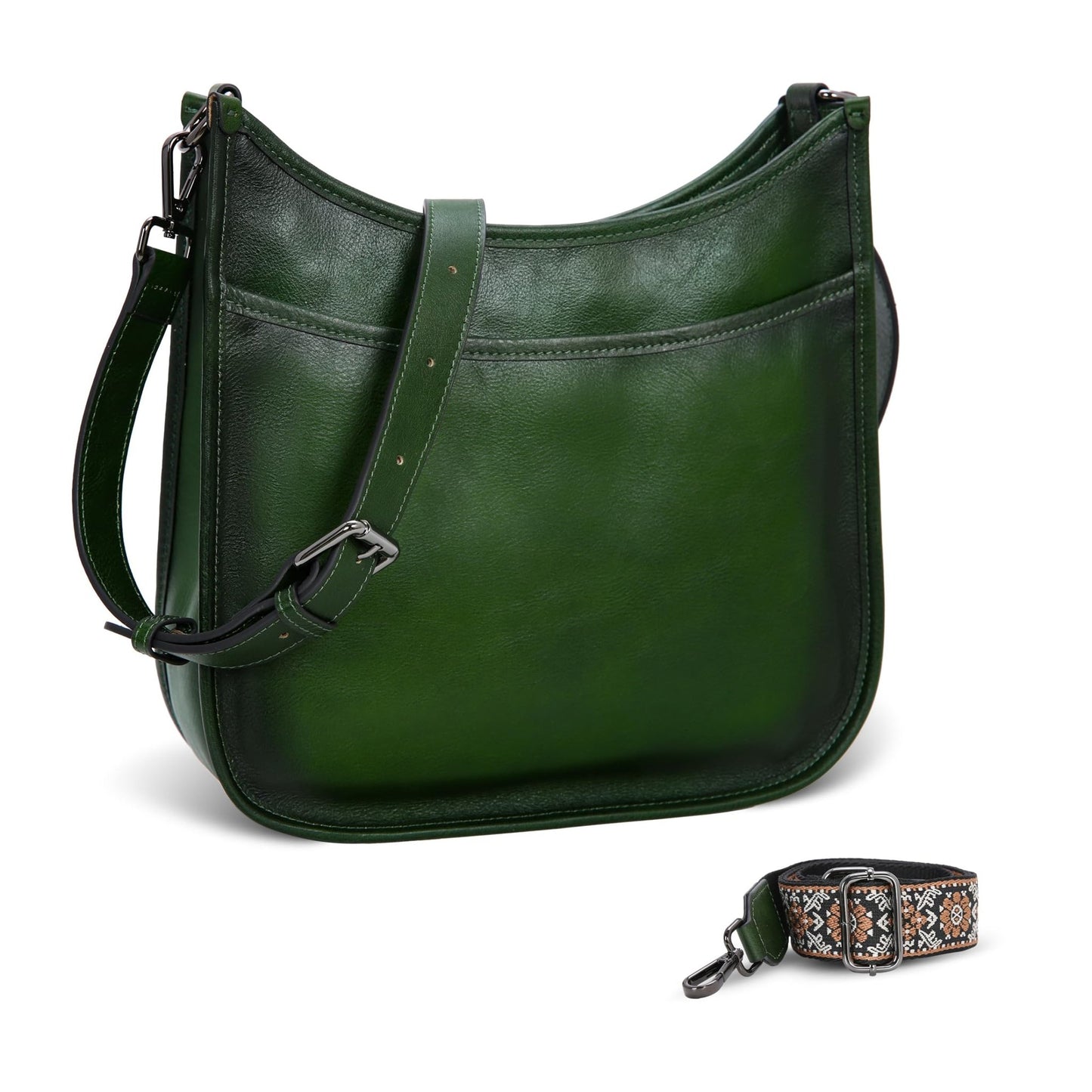 Iswee Crossbody Bags for Women Genuine Leather Purses Vintage Shoulder Handbags Travel Cross Body Bag with Boho Strap - 7DAY'S