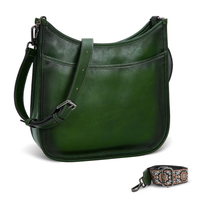 Iswee Crossbody Bags for Women Genuine Leather Purses Vintage Shoulder Handbags Travel Cross Body Bag with Boho Strap - 7DAY'S