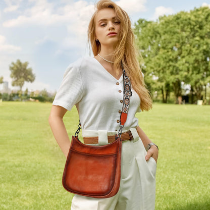 Iswee Crossbody Bags for Women Genuine Leather Purses Vintage Shoulder Handbags Travel Cross Body Bag with Boho Strap - 7DAY'S