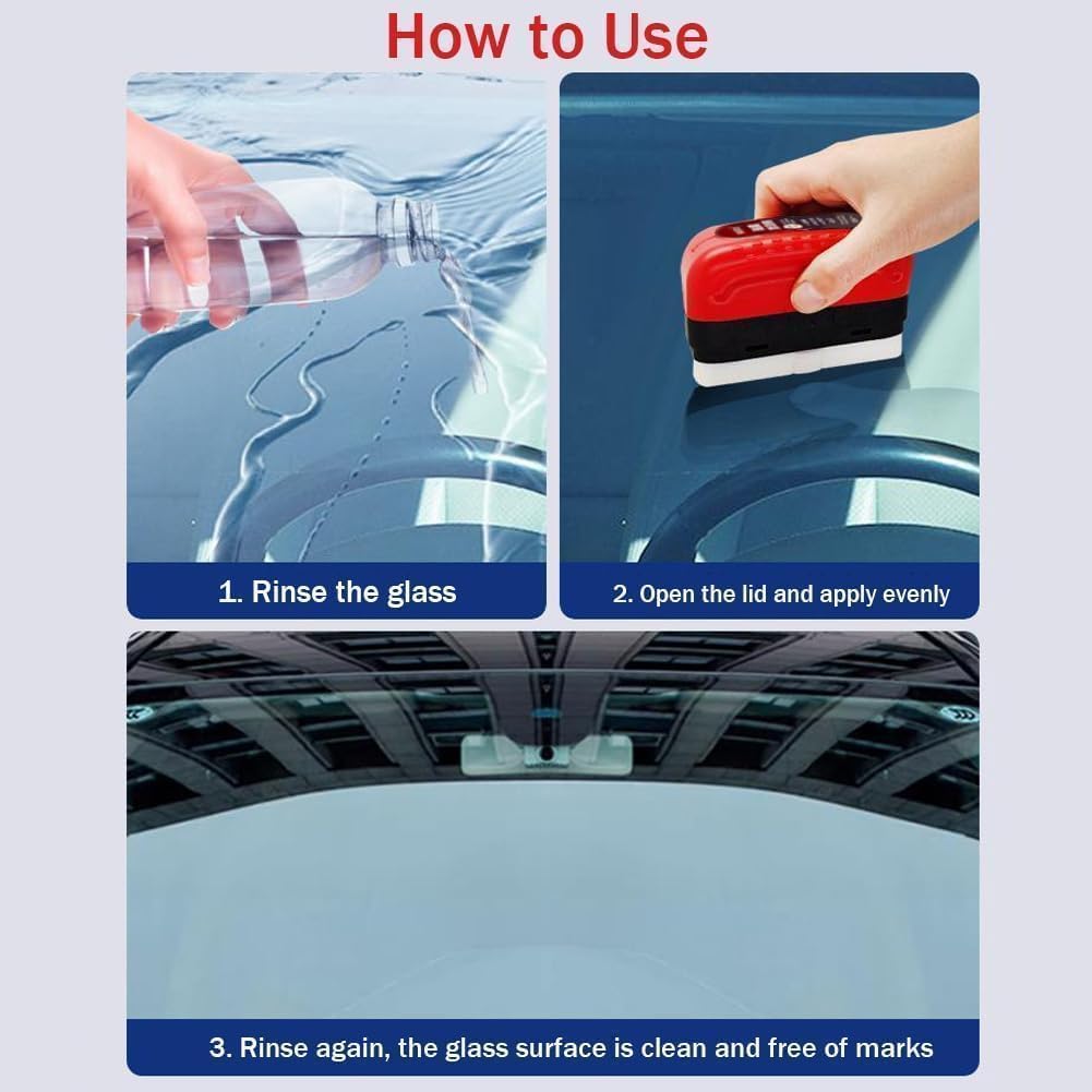 Ivyever Glass Cleaner, Ivy Ever Glass Cleaner, Whimsyard Windshield Cleaner, Oil Film Remover G1, Oil Repellent Film for Car Windows, Oil Film Cleaning Brush for Car Windows, Powerful Remover (1) - 7DAY'S
