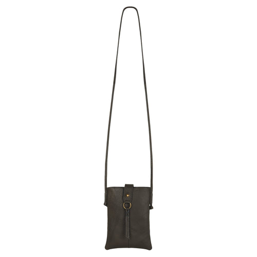 Jennie Small crossbody bag w/ slim strap closure & tassel - Deepest Brown