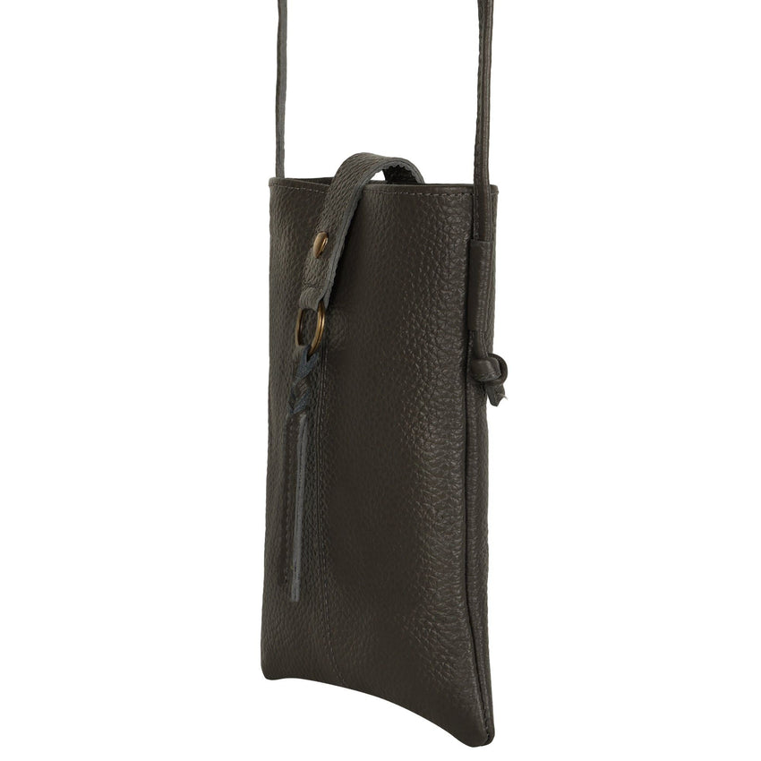 Jennie Small crossbody bag w/ slim strap closure & tassel - Deepest Brown - 7DAY'S
