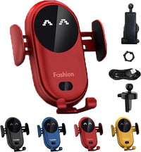 Jerrycherries Phone Holder, Jerrycherries Car Phone Holder, Marvulur Car Phone Holder, Marvulur Smart Car Wireless Charger Phone Holder, Smart Sensor Car Wireless Charger, Fashion Car Charger (Red) - 7DAY'S