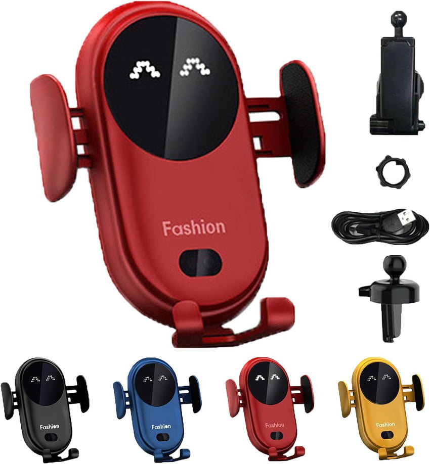 Jerrycherries Phone Holder, Jerrycherries Car Phone Holder, Marvulur Car Phone Holder, Marvulur Smart Car Wireless Charger Phone Holder, Smart Sensor Car Wireless Charger, Fashion Car Charger (Red) - 7DAY'S