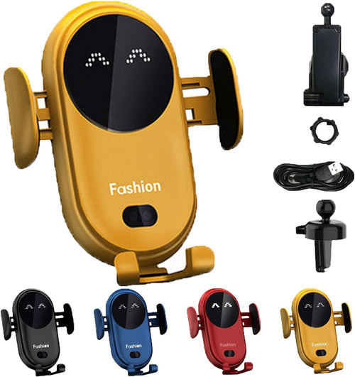 Jerrycherries Phone Holder, Jerrycherries Car Phone Holder, Marvulur Car Phone Holder, Marvulur Smart Car Wireless Charger Phone Holder, Smart Sensor Car Wireless Charger, Fashion Car Charger (Red)