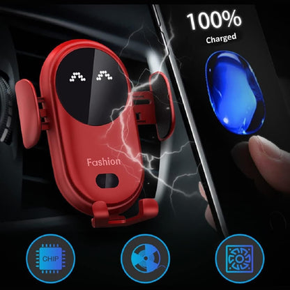 Jerrycherries Phone Holder, Jerrycherries Car Phone Holder, Marvulur Car Phone Holder, Marvulur Smart Car Wireless Charger Phone Holder, Smart Sensor Car Wireless Charger, Fashion Car Charger (Red) - 7DAY'S