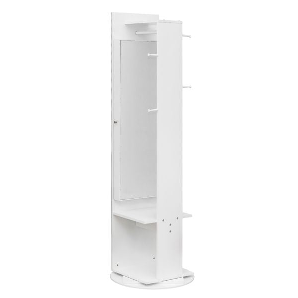 Jewelry Armoire with Full Length Mirror 360° and Large Capacity Jewelry Organizer Armoire; Lockable Mirror with Jewelry Storage; Coat Rack; Multi Storage Shelves - 7DAY'S