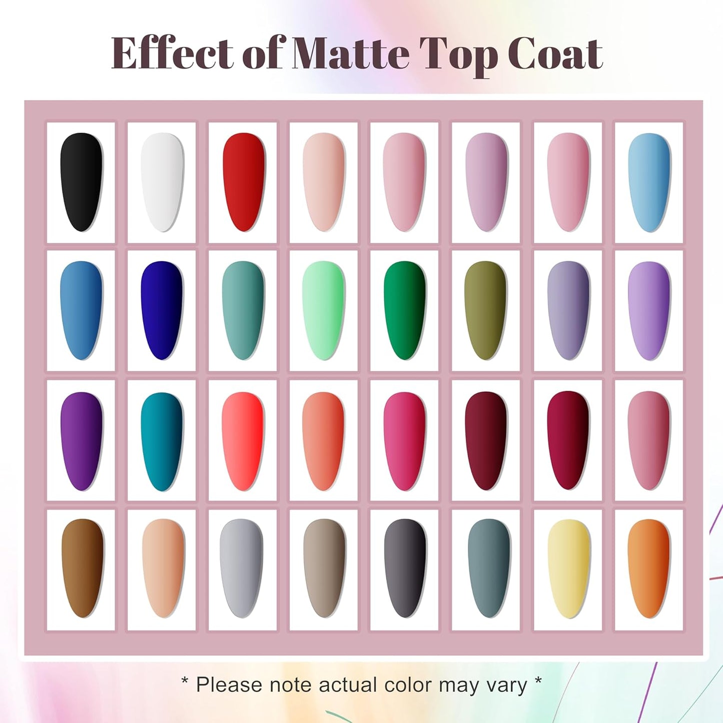 JODSONE 36 PCS Gel Nail Polish Set - 32 Colors Gel Polish Kit Base Coat Glossy Matte and Glitter Top Coat Nail Polish Set Green Blue Red Pink Collection Gifts for Women - 7DAY'S