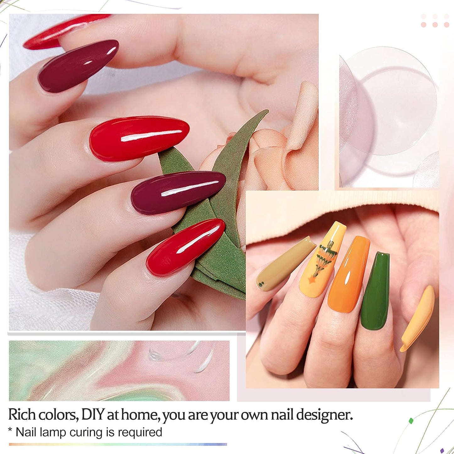 JODSONE 36 PCS Gel Nail Polish Set - 32 Colors Gel Polish Kit Base Coat Glossy Matte and Glitter Top Coat Nail Polish Set Green Blue Red Pink Collection Gifts for Women - 7DAY'S