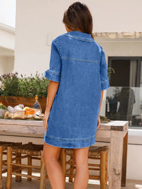 Johnny Collar Half Sleeve Denim Dress - 7DAY'S