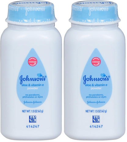 Johnson's Baby Naturally Derived Cornstarch Baby Powder with Aloe and Vitamin E for Delicate Skin, Hypoallergenic and Free of Parabens, Phthalates, and Dyes for Gentle Baby Skin Care, 1.5 oz - 7DAY'S