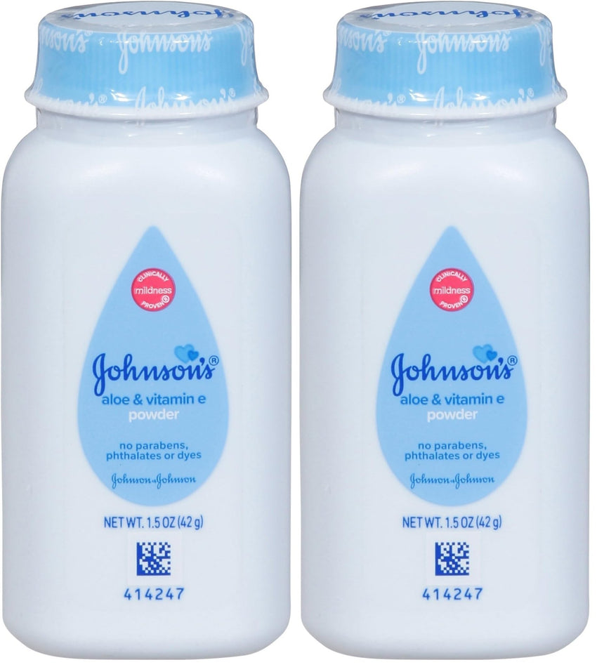 Johnson's Baby Naturally Derived Cornstarch Baby Powder with Aloe and Vitamin E for Delicate Skin, Hypoallergenic and Free of Parabens, Phthalates, and Dyes for Gentle Baby Skin Care, 1.5 oz - 7DAY'S