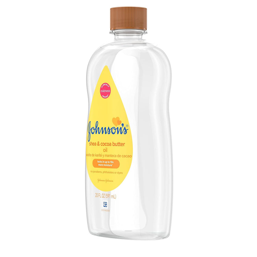 Johnson's Baby Oil, Mineral Oil Enriched with Shea & Cocoa Butter to Prevent Moisture Loss, Hypoallergenic, 20 fl. oz - 7DAY'S