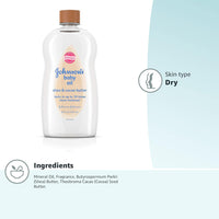 Johnson's Baby Oil, Mineral Oil Enriched with Shea & Cocoa Butter to Prevent Moisture Loss, Hypoallergenic, 20 fl. oz - 7DAY'S