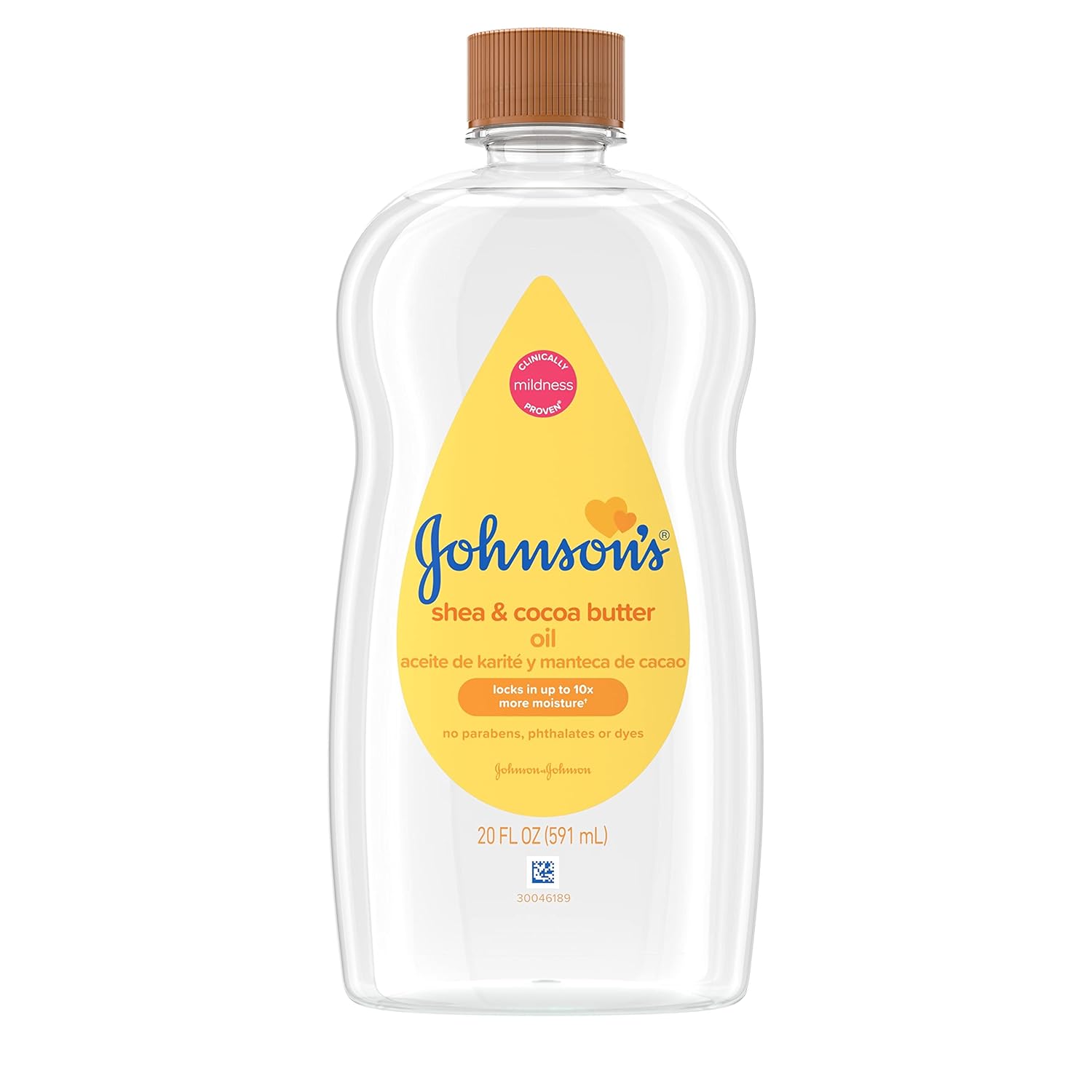Johnson's Baby Oil, Mineral Oil Enriched with Shea & Cocoa Butter to Prevent Moisture Loss, Hypoallergenic, 20 fl. oz - 7DAY'S