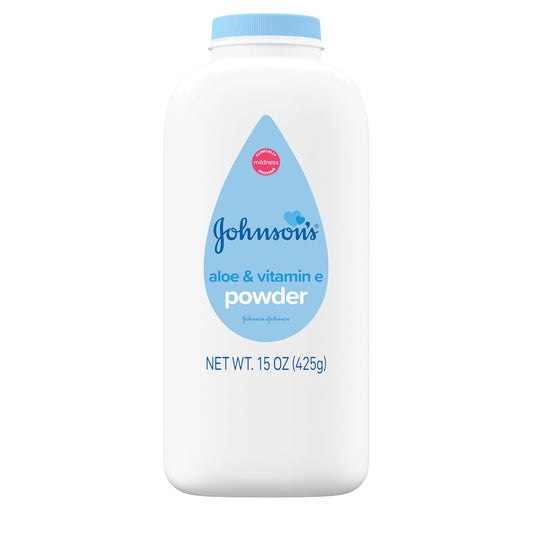 Johnson's Baby Powder with Naturally Derived Cornstarch, Aloe & Vitamin E for Delicate Skin, Hypoallergenic, Free of Parabens, Phthalates & Dyes for Gentle Baby Skin Care, 15 oz - 7DAY'S