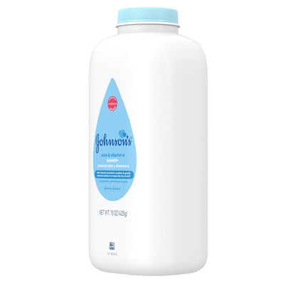 Johnson's Baby Powder with Naturally Derived Cornstarch, Aloe & Vitamin E for Delicate Skin, Hypoallergenic, Free of Parabens, Phthalates & Dyes for Gentle Baby Skin Care, 15 oz - 7DAY'S
