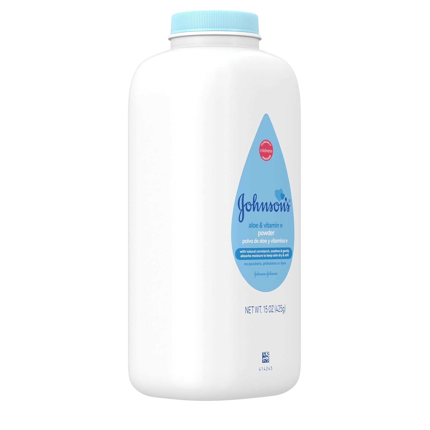 Johnson's Baby Powder with Naturally Derived Cornstarch, Aloe & Vitamin E for Delicate Skin, Hypoallergenic, Free of Parabens, Phthalates & Dyes for Gentle Baby Skin Care, 15 oz - 7DAY'S