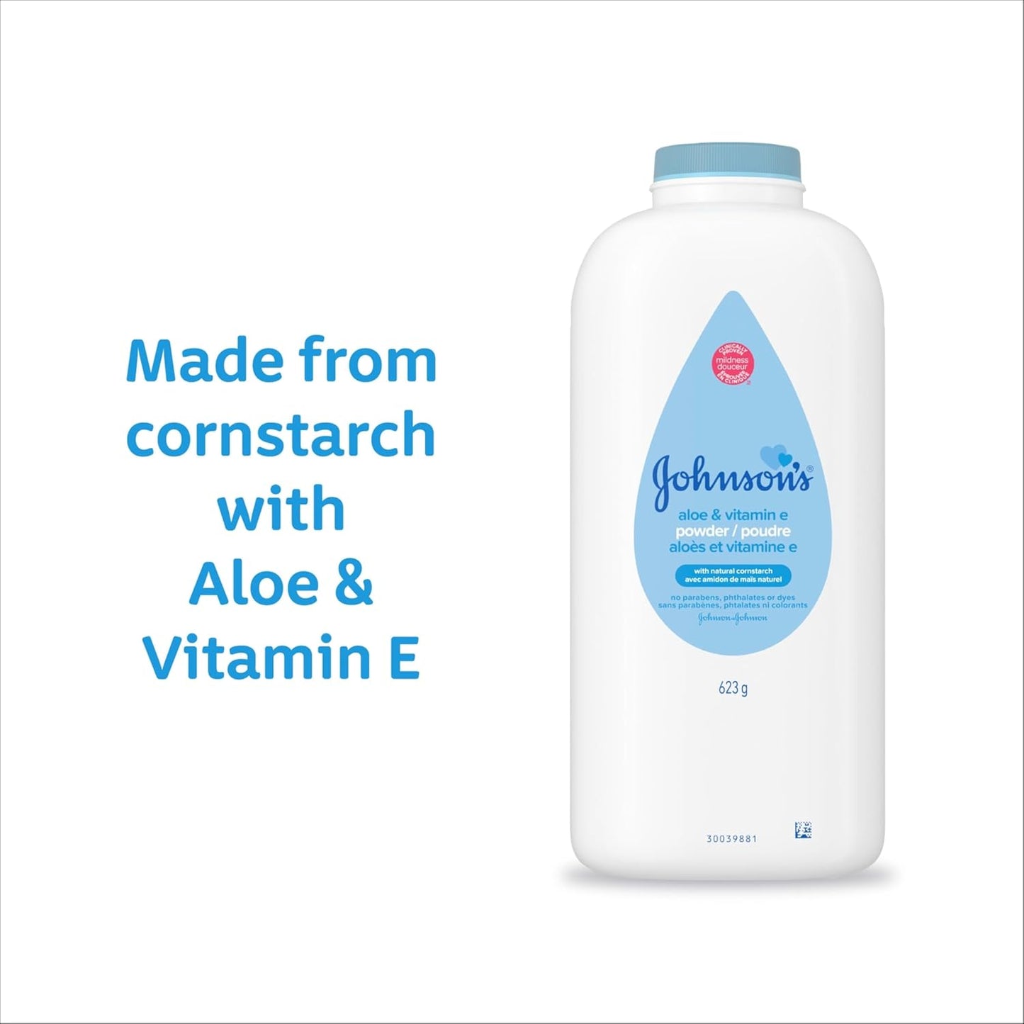Johnson's Baby Powder with Naturally Derived Cornstarch, Aloe & Vitamin E for Delicate Skin, Hypoallergenic, Free of Parabens, Phthalates & Dyes for Gentle Baby Skin Care, 15 oz - 7DAY'S