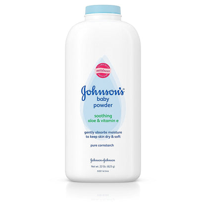 Johnson's Baby Powder with Naturally Derived Cornstarch, Aloe & Vitamin E for Delicate Skin, Hypoallergenic, Free of Parabens, Phthalates & Dyes for Gentle Baby Skin Care, 15 oz - 7DAY'S