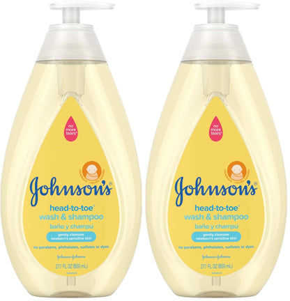 Johnson's Head - to - Toe Gentle Tear - Free Baby & Newborn Wash & Shampoo, Sulfate - , Paraben - Phthalate - & Dye - Free, Hypoallergenic Wash for Sensitive Skin & Hair, 27.1 fl. Oz - 7DAY'S