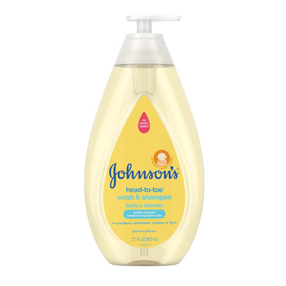 Johnson's Head - to - Toe Gentle Tear - Free Baby & Newborn Wash & Shampoo, Sulfate - , Paraben - Phthalate - & Dye - Free, Hypoallergenic Wash for Sensitive Skin & Hair, 27.1 fl. Oz - 7DAY'S