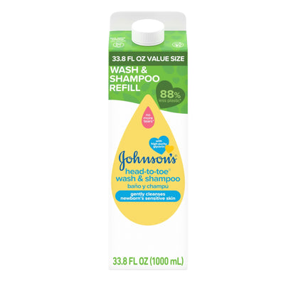 Johnson's Head - to - Toe Gentle Tear - Free Baby & Newborn Wash & Shampoo, Sulfate - , Paraben - Phthalate - & Dye - Free, Hypoallergenic Wash for Sensitive Skin & Hair, 27.1 fl. Oz - 7DAY'S