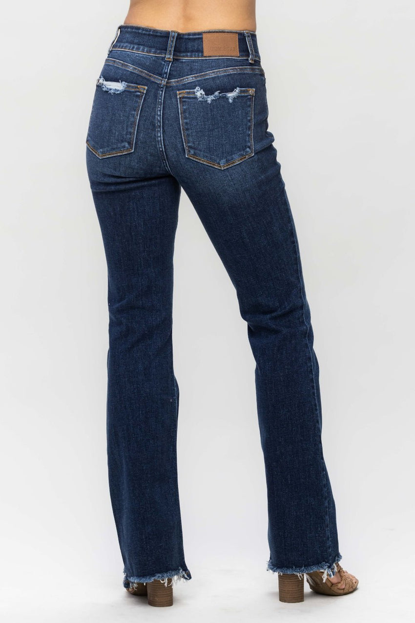 Judy Blue Full Size Frayed Hem Bootcut Jeans - 7DAY'S