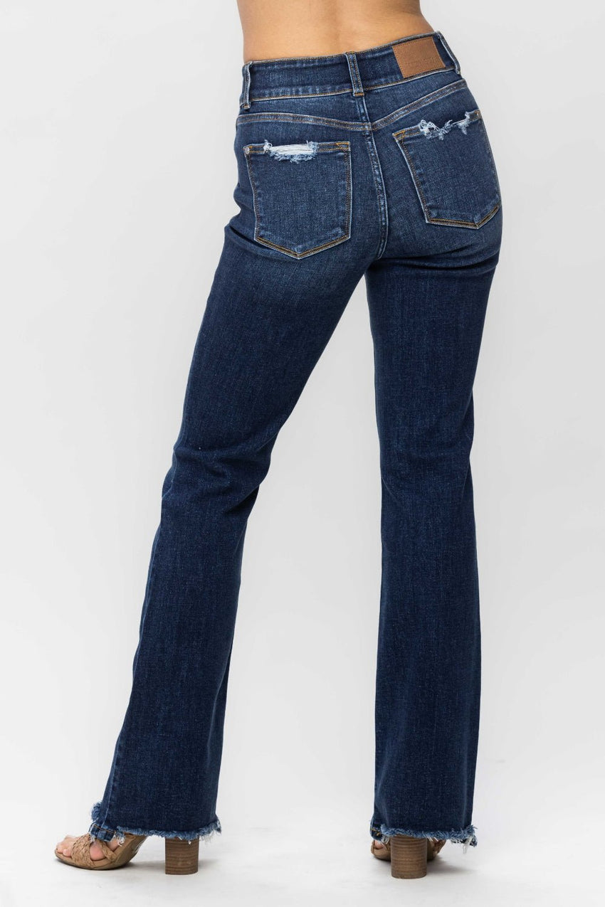 Judy Blue Full Size Frayed Hem Bootcut Jeans - 7DAY'S