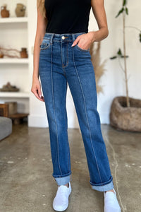 Judy Blue Full Size High Waist Front Seam Detail Straight Jeans - 7DAY'S