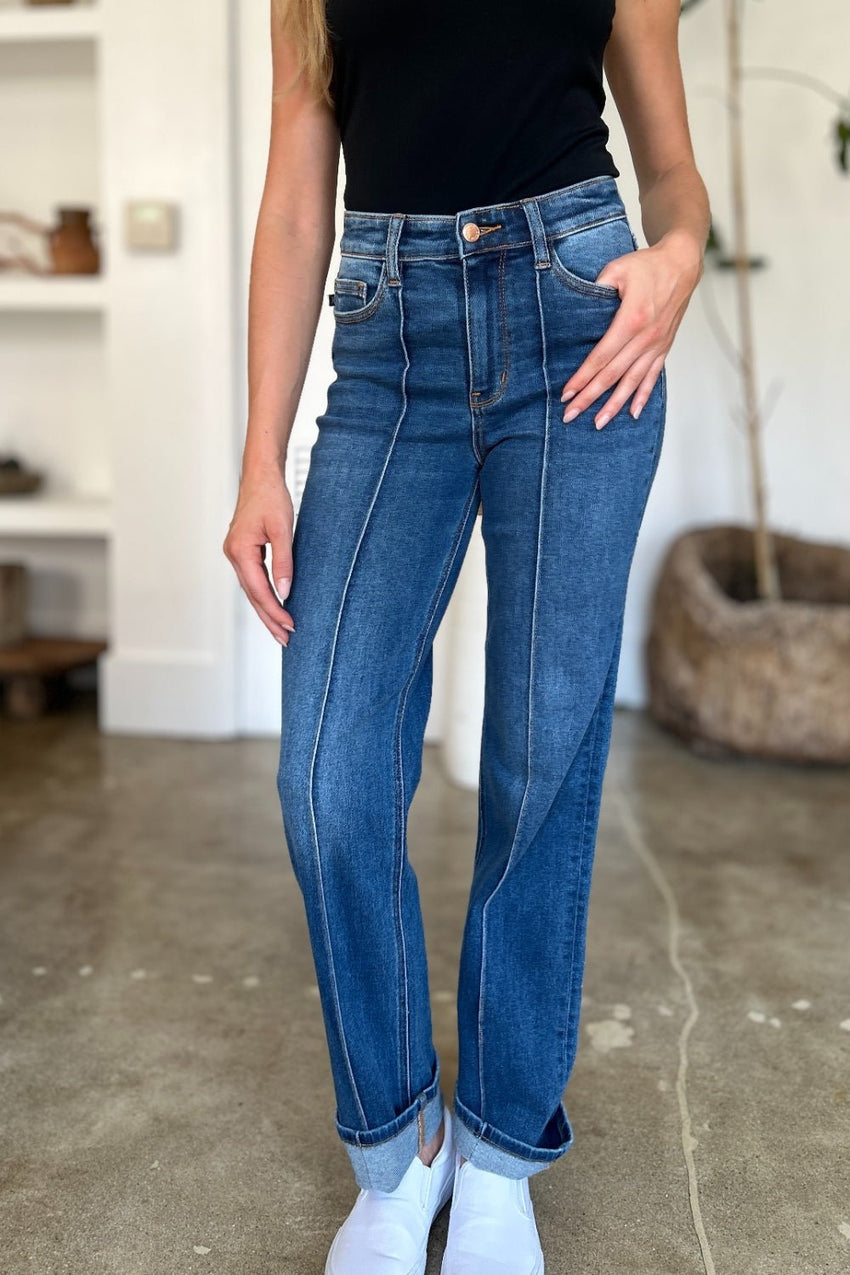 Judy Blue Full Size High Waist Front Seam Detail Straight Jeans - 7DAY'S