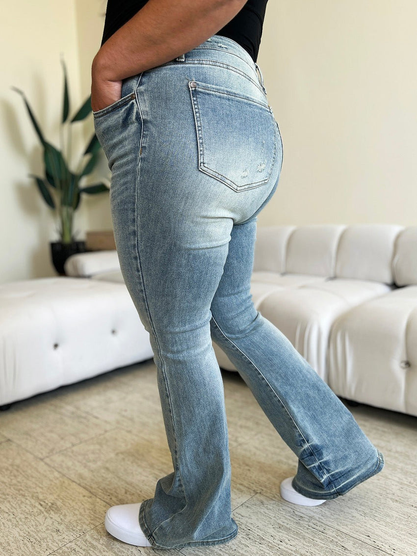 Judy Blue Full Size Mid Rise Flare Jeans - 7DAY'S