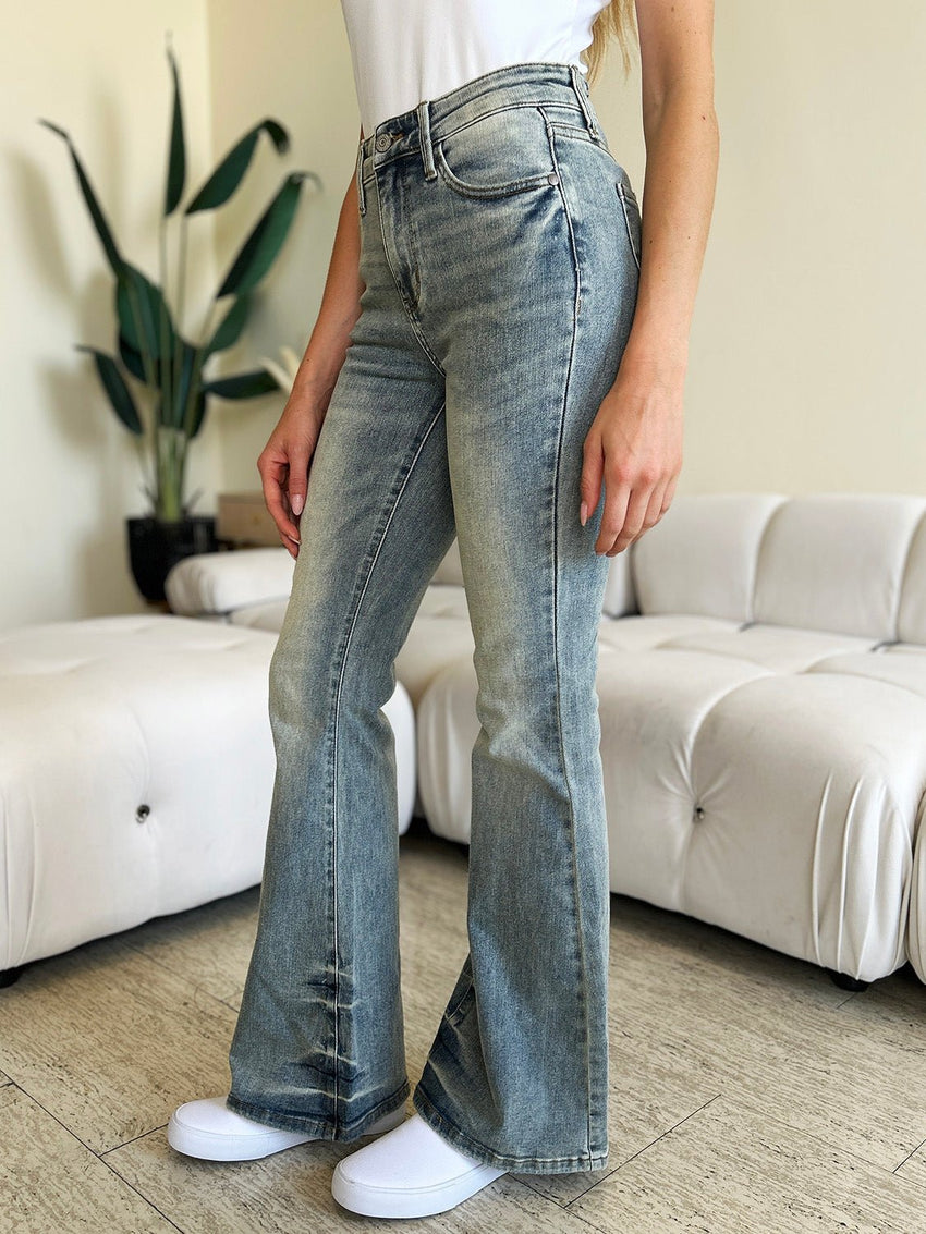 Judy Blue Full Size Mid Rise Flare Jeans - 7DAY'S