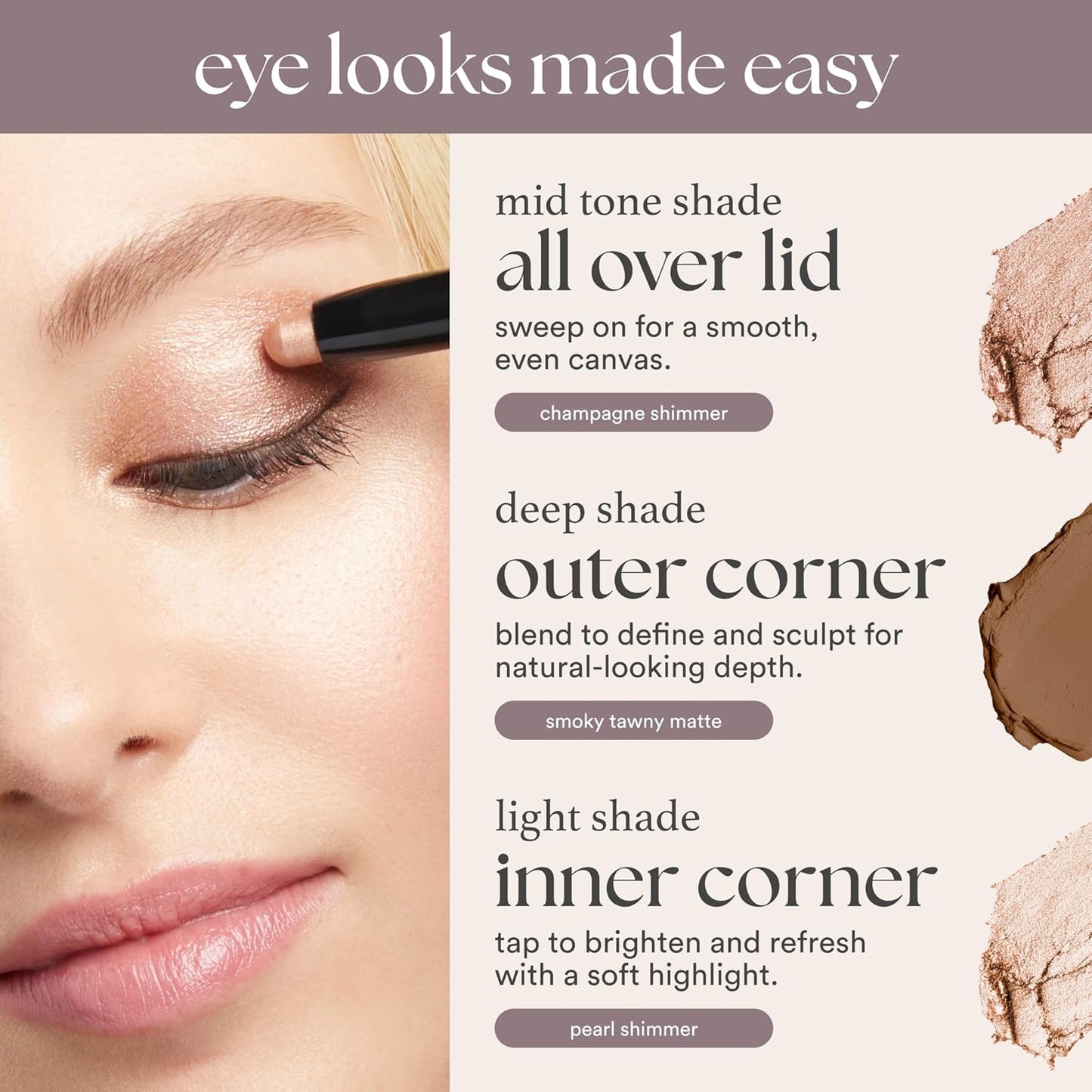 Julep Eyeshadow 101 Cream - to - Powder Waterproof Shadow Stick – Champagne Shimmer – Long - Lasting, Crease - Proof, Medium Golden - Beige Shimmer Cream Eyeshadow with Built - in Smudger - 7DAY'S