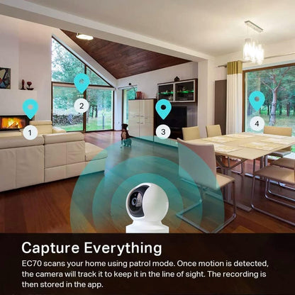 Kasa Indoor Pan/Tilt Smart Security Camera, 1080p HD Dog - Camera,2.4GHz with Night Vision,Motion Detection for Baby and Pet Monitor, Cloud & SD Card Storage, Works with Alexa& Google Home (EC70), White - 7DAY'S