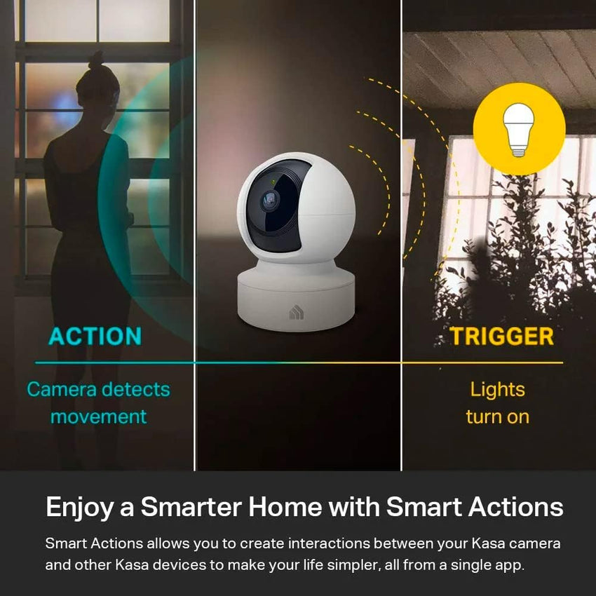Kasa Indoor Pan/Tilt Smart Security Camera, 1080p HD Dog - Camera,2.4GHz with Night Vision,Motion Detection for Baby and Pet Monitor, Cloud & SD Card Storage, Works with Alexa& Google Home (EC70), White - 7DAY'S