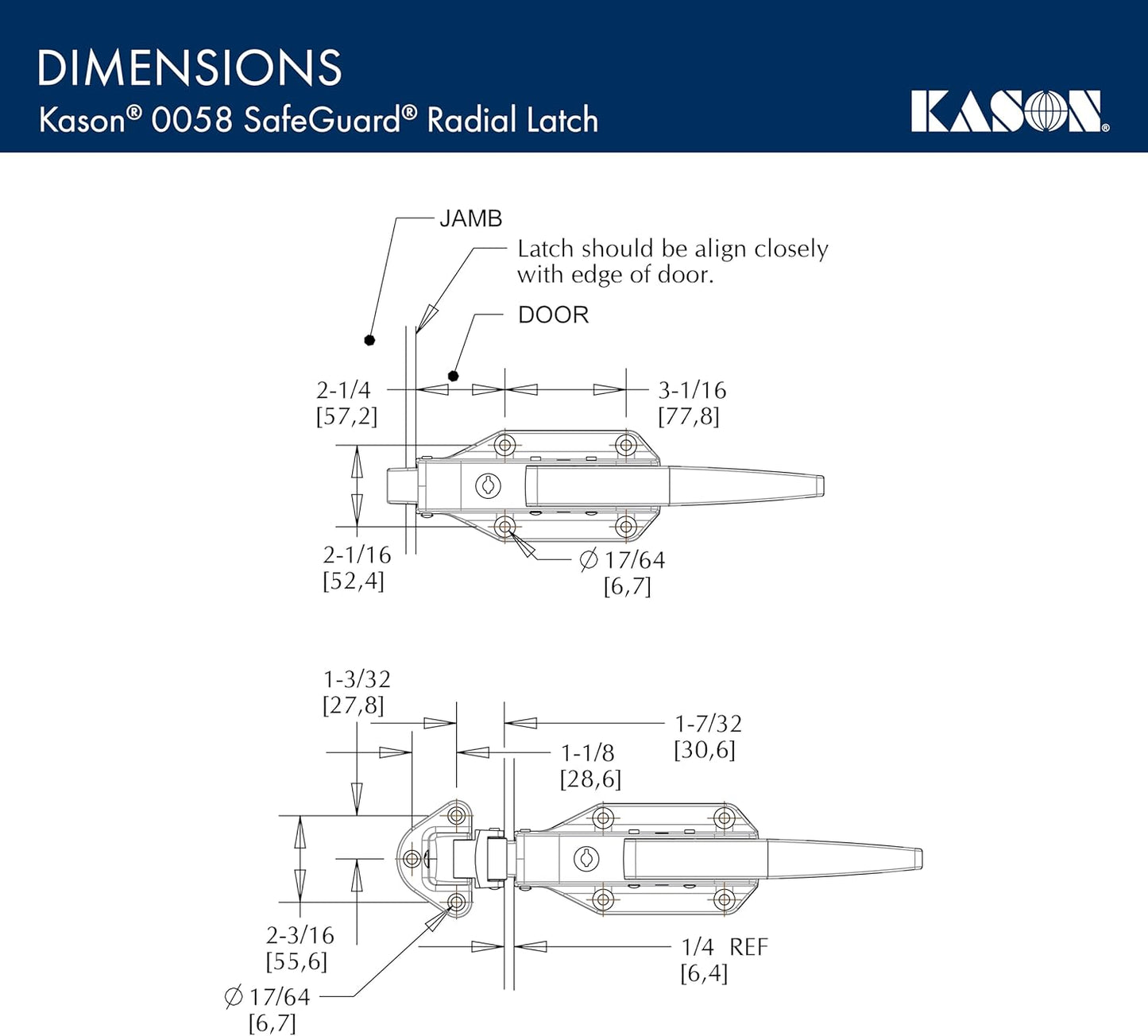 Kason 0058 Safeguard Radial Latch, Light Spring, 10058L05021 - 7DAY'S